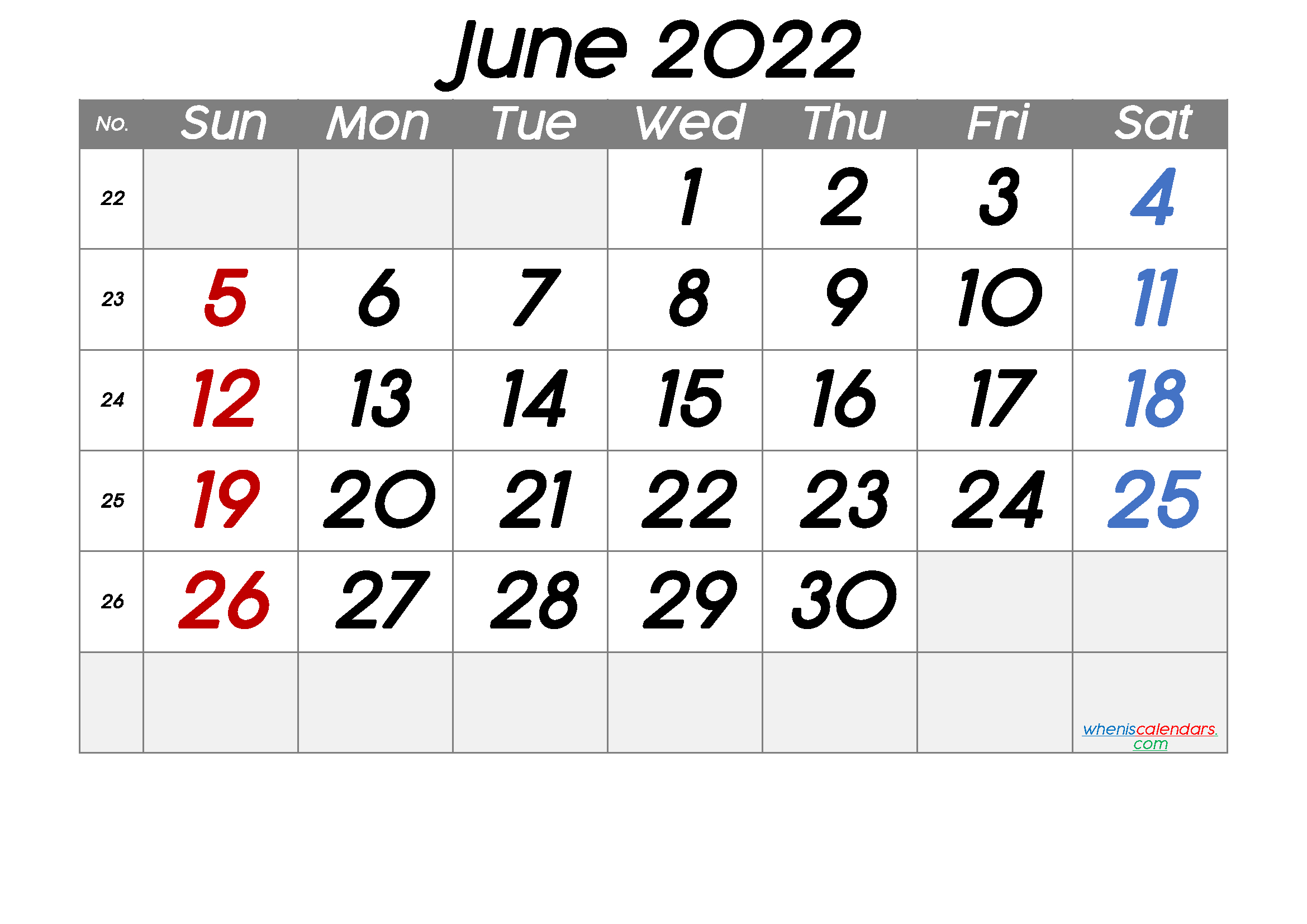 Get Free Printable Calendar For June 2022