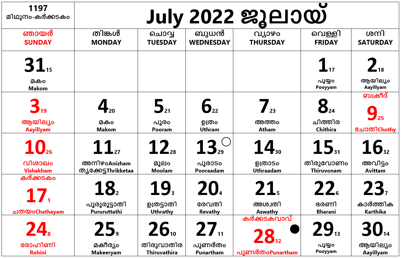 Get Hindu Calendar 2022 July
