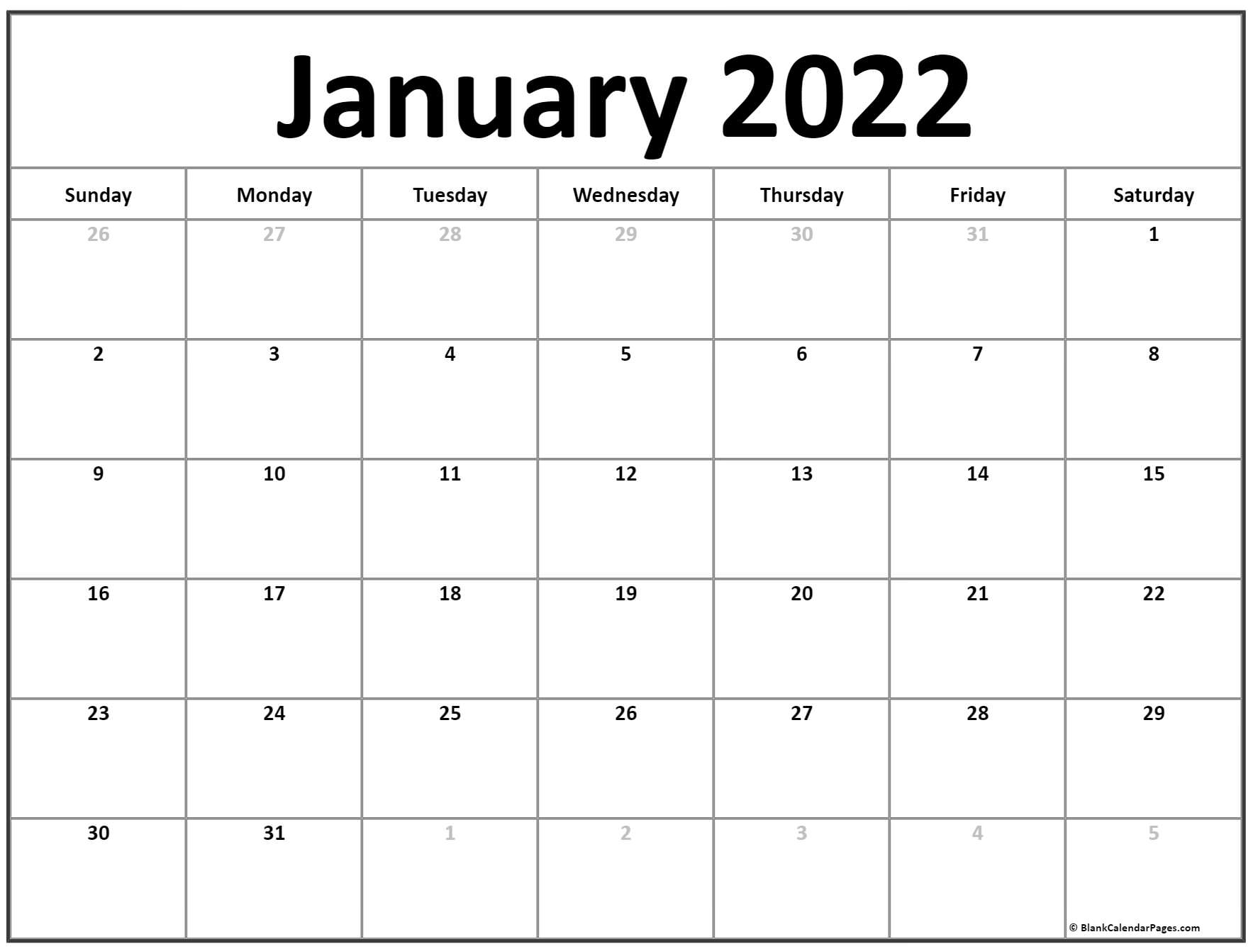 Get January 1 2022 Calendar
