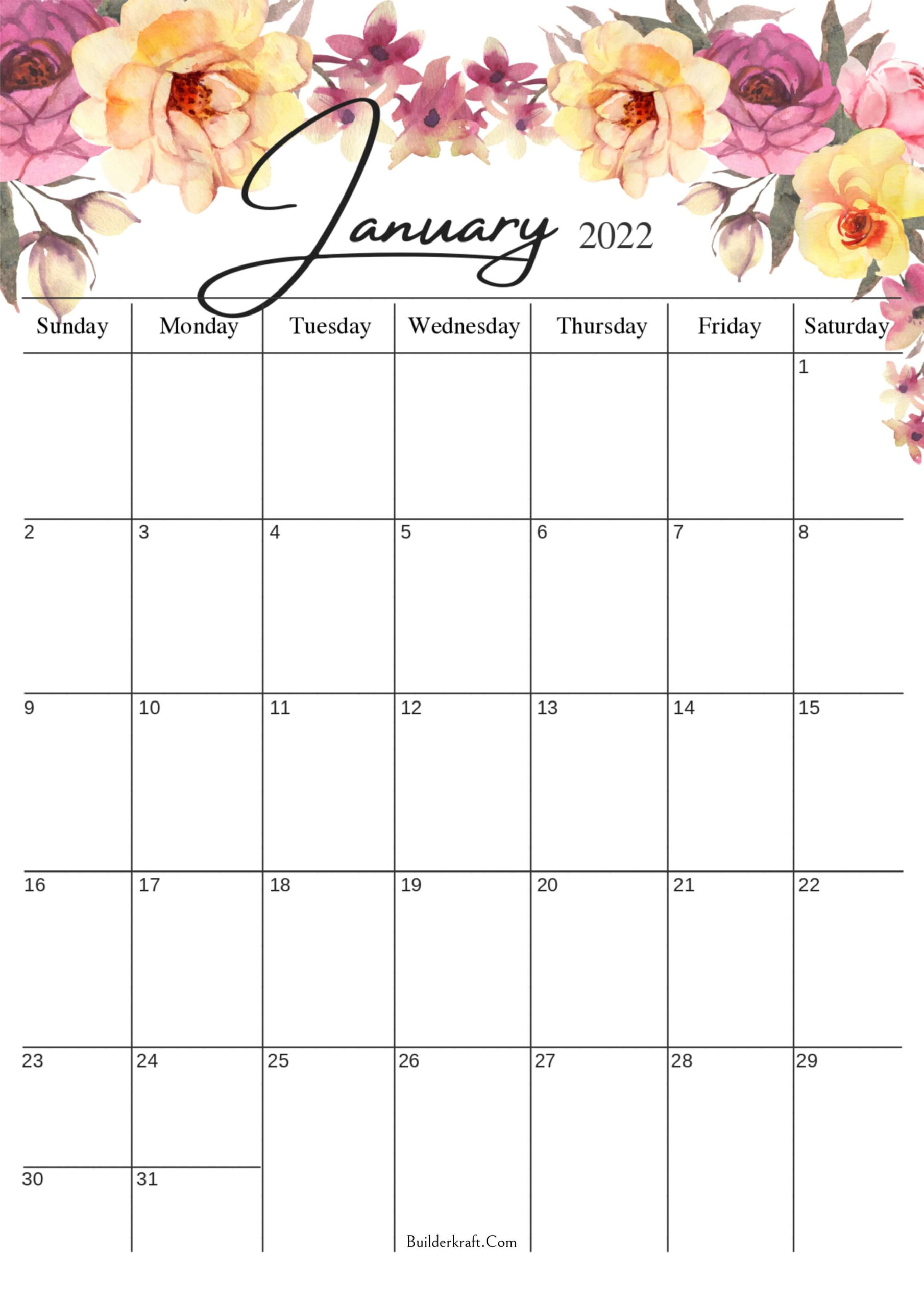 Get January 2022 Calendar 365