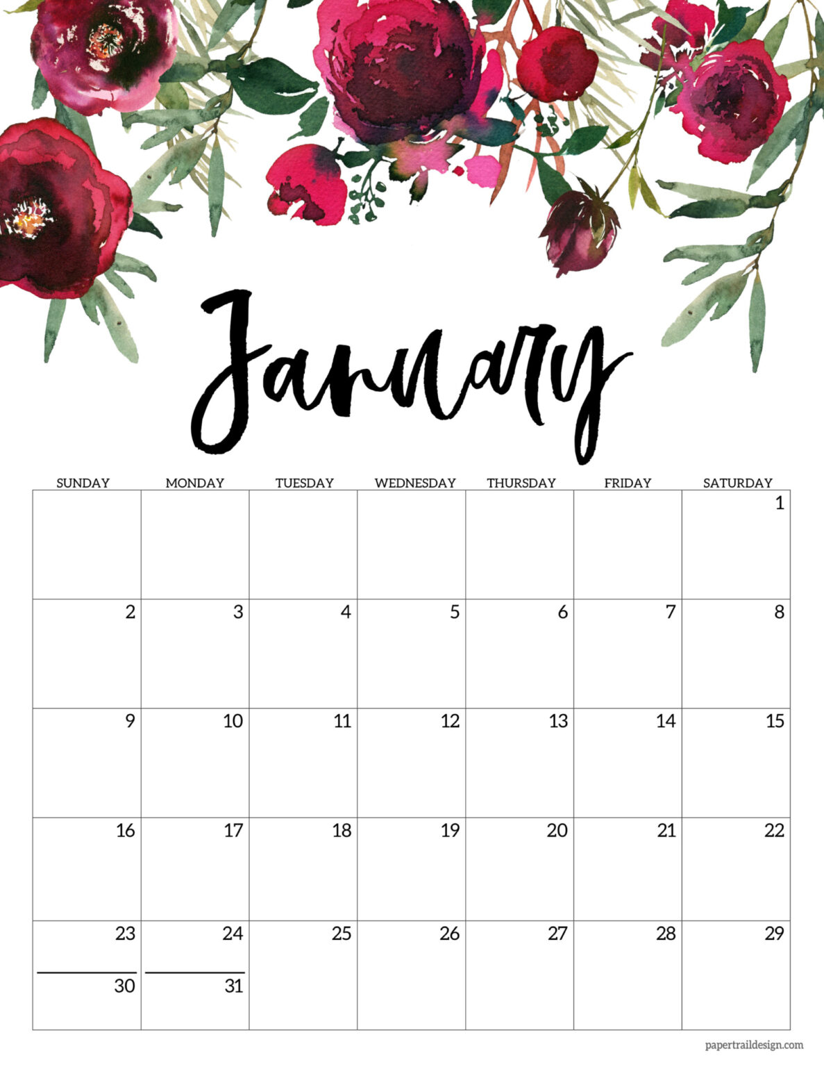 Get January 2022 Calendar Printable