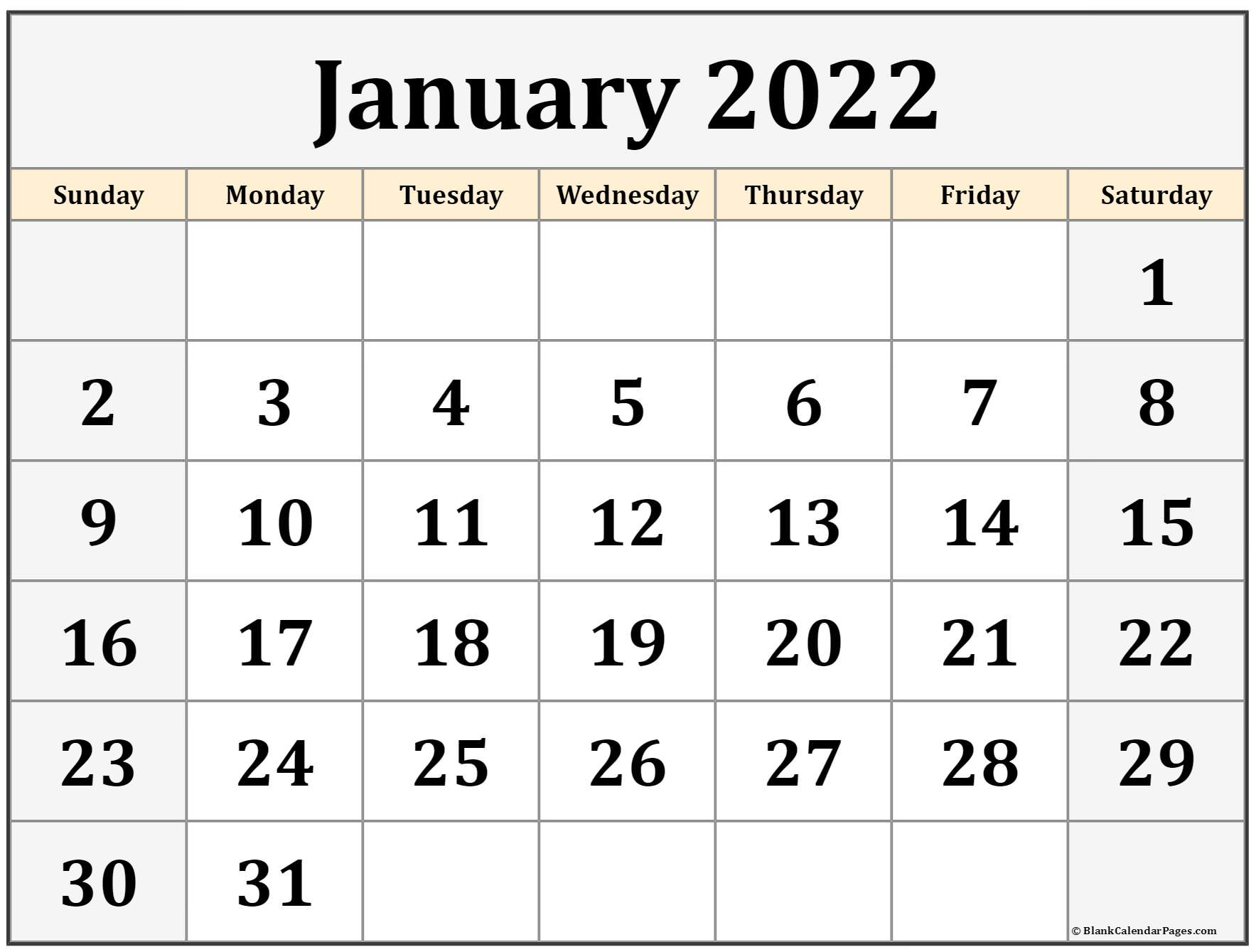 Get January 2022 Calendar With Us Holidays