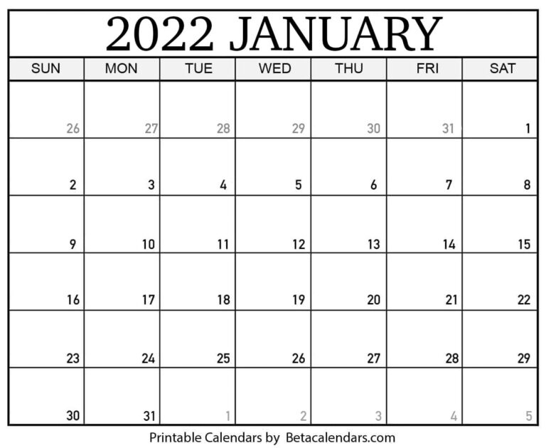 Get January 2022 January Calendar