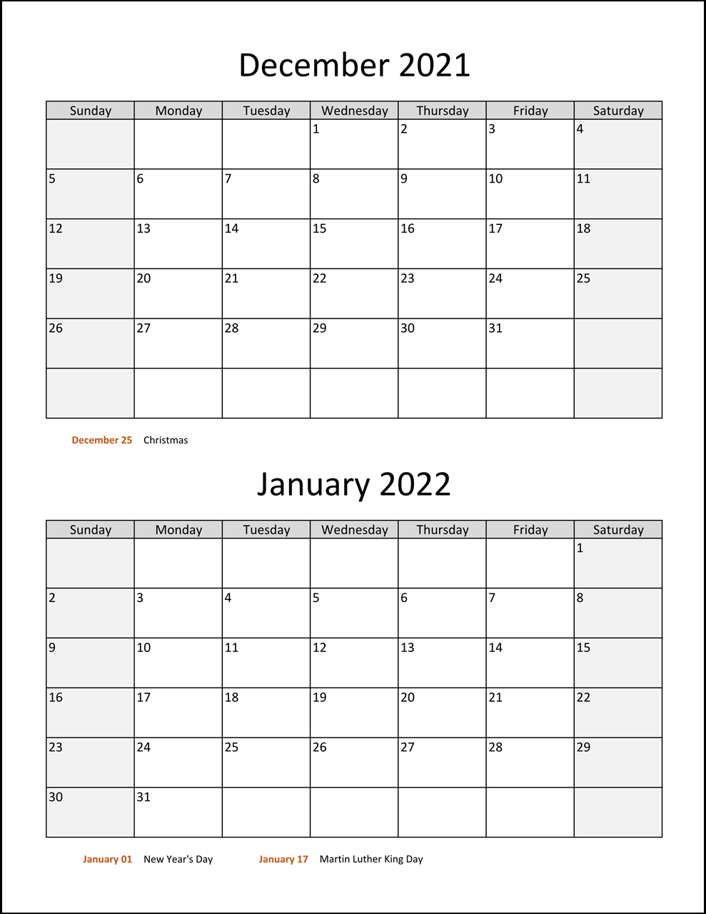 Get January 2022 Singapore Calendar