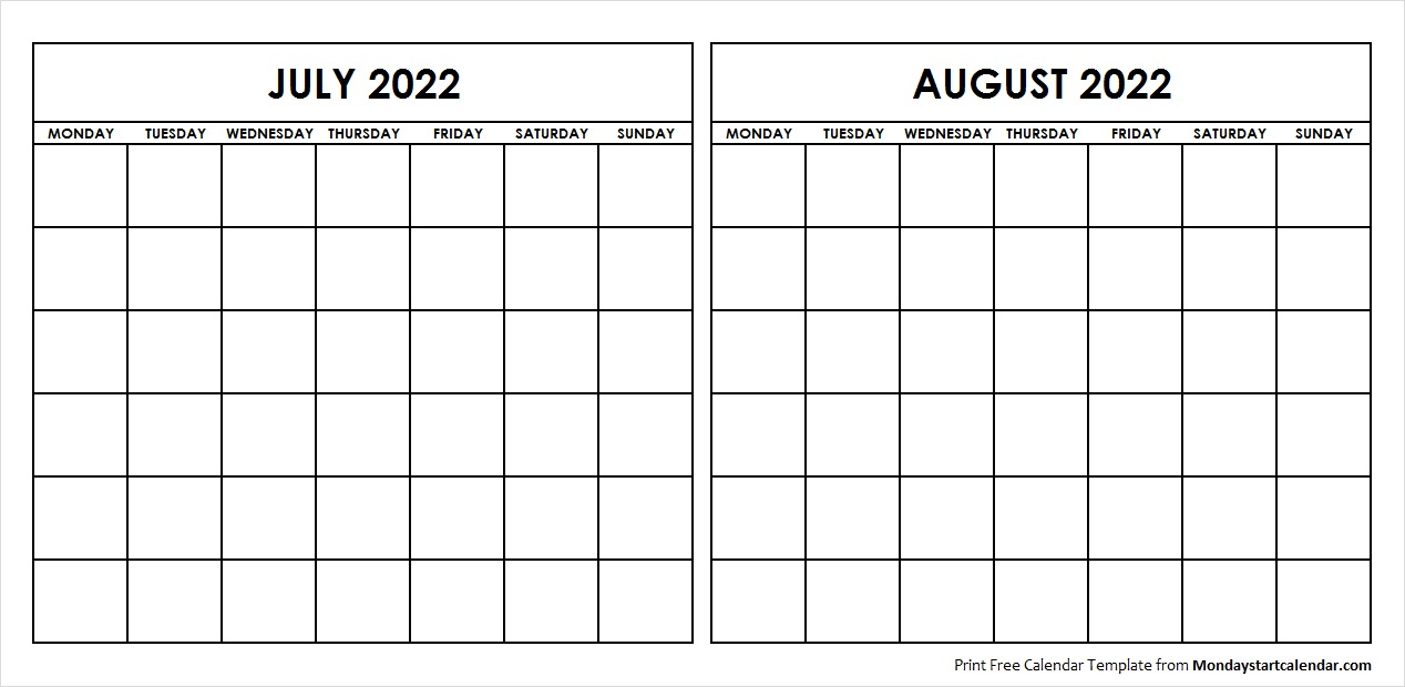 Get July 2022 Calendar Monday Start