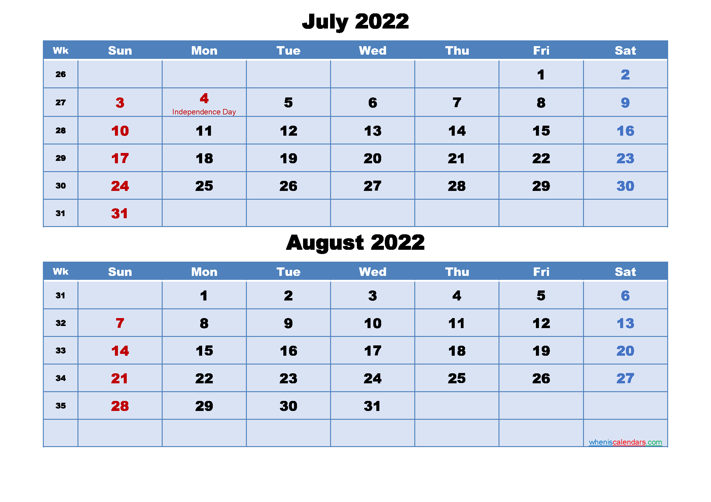 Get July 31 2022 Calendar
