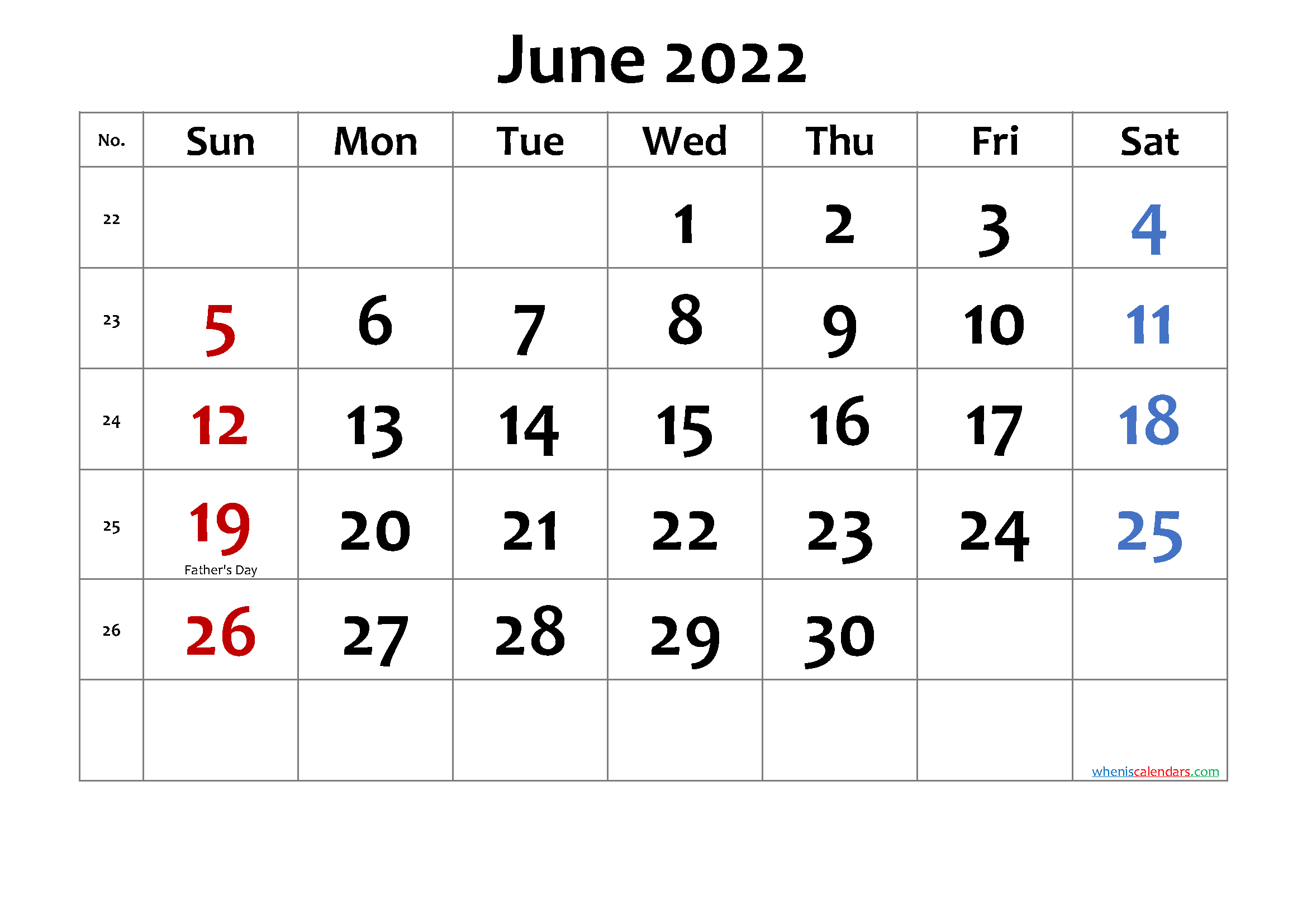 Get June 2022 Blank Calendar