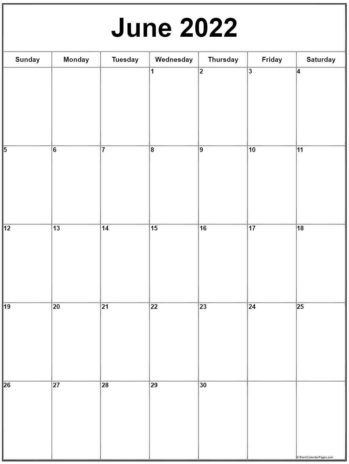 Get June 2022 Calendar Free Printable