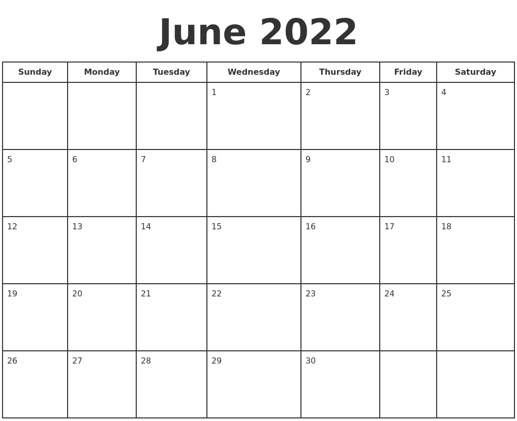Get June 2022 Calendar Monday Start