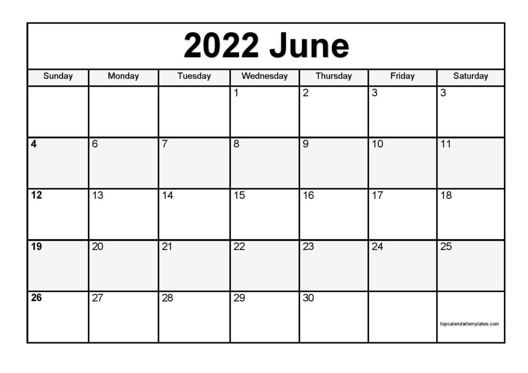 Get June 2022 Calendar Printable Free