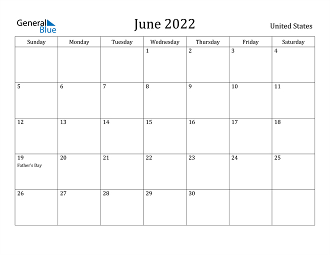 Get June 2022 Calendar With Holidays Printable