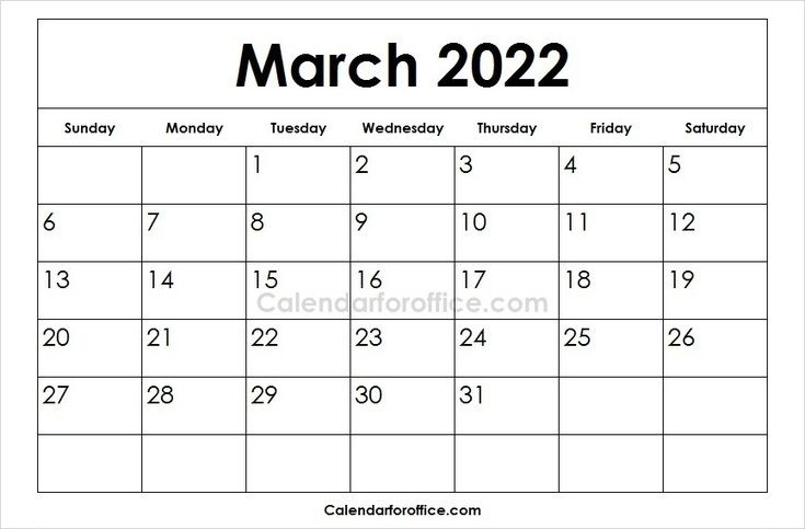 Get March 2022 Calendar Excel