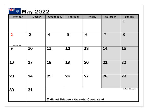 Get May 2022 Calendar Australia