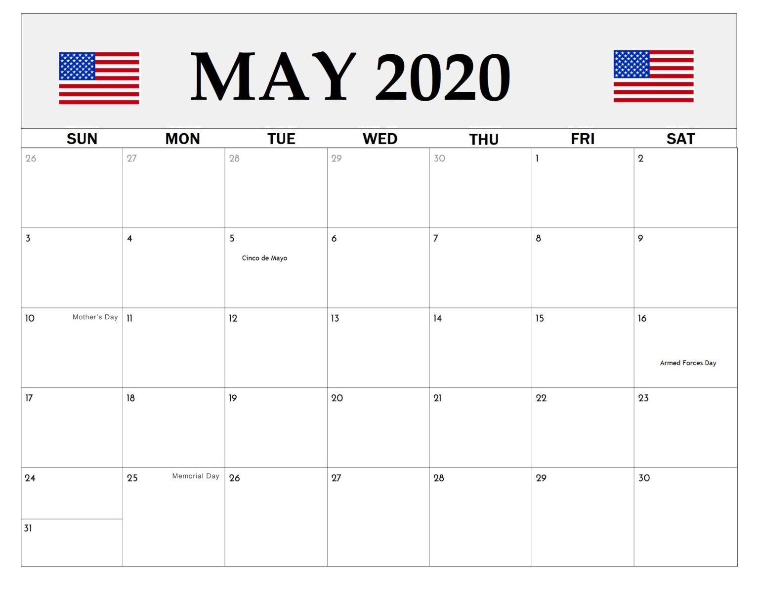 Get May 2022 Calendar Memorial Day