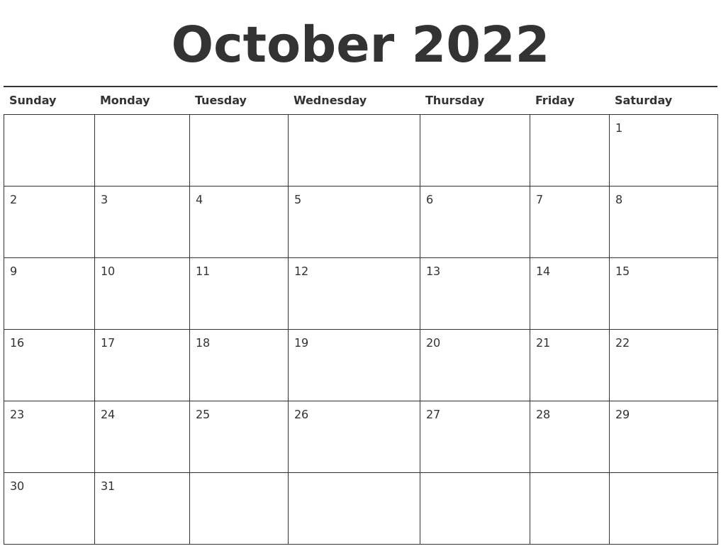 Get October 31 2022 Calendar