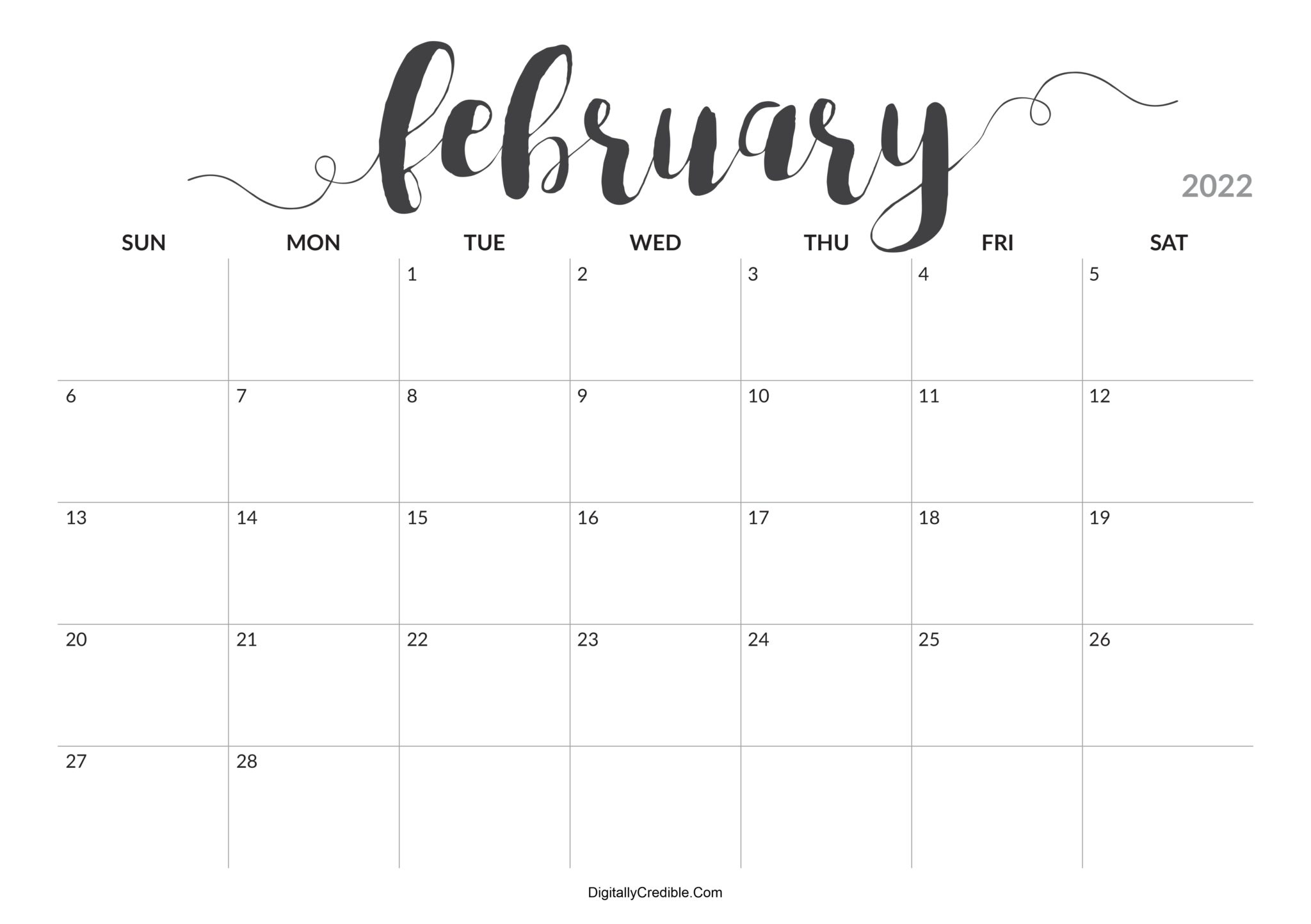 Get Printable Calendar For February 2022