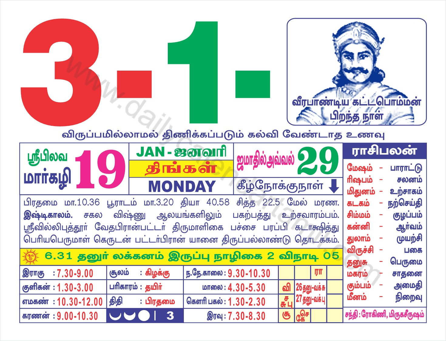 Get Tamil Daily Calendar 2022 May