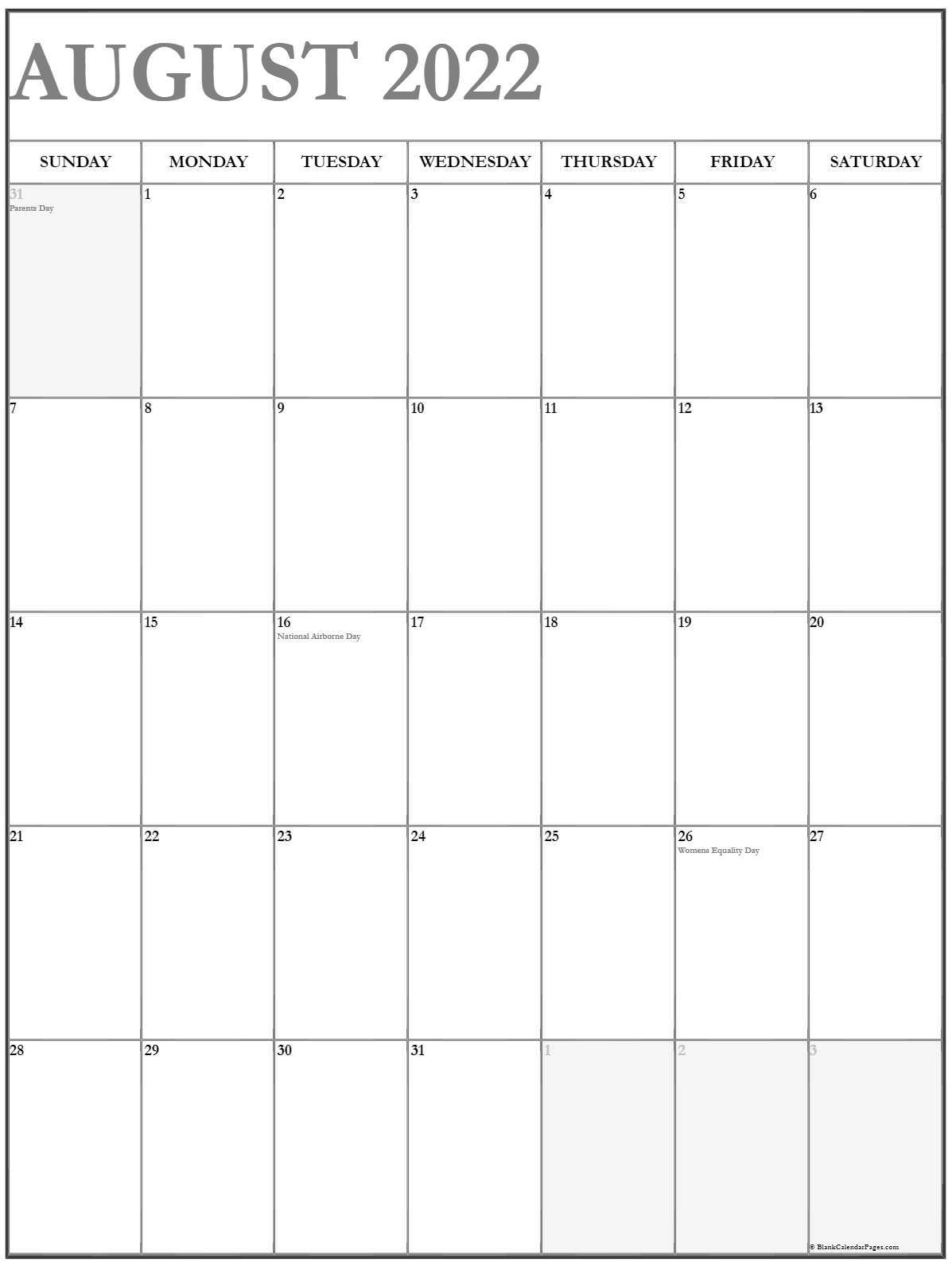 Pick 2022 Calendar For August