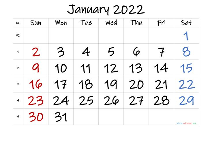 Pick 2022 January Ka Calendar