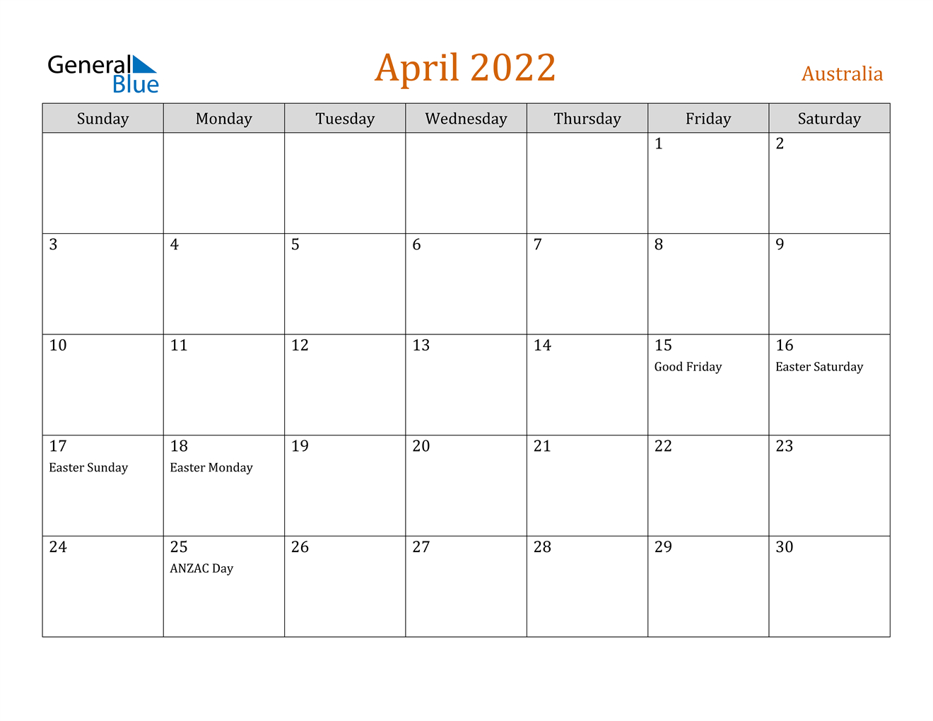Pick April 2022 Blank Calendar