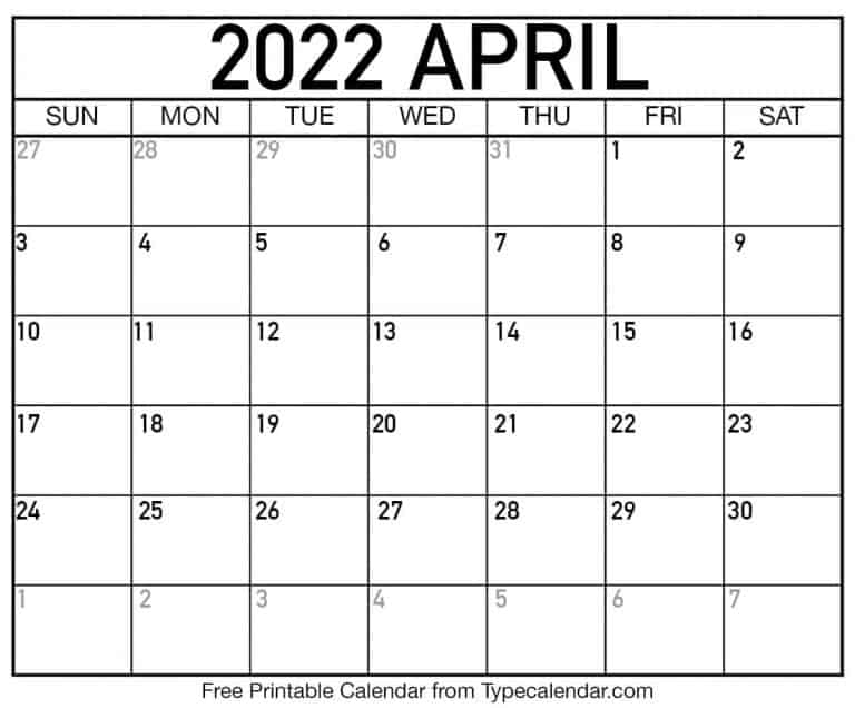 Pick April 2022 Calendar Panchang