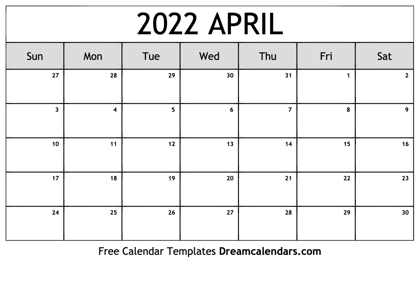 Pick April 2022 Calendar With Us Holidays