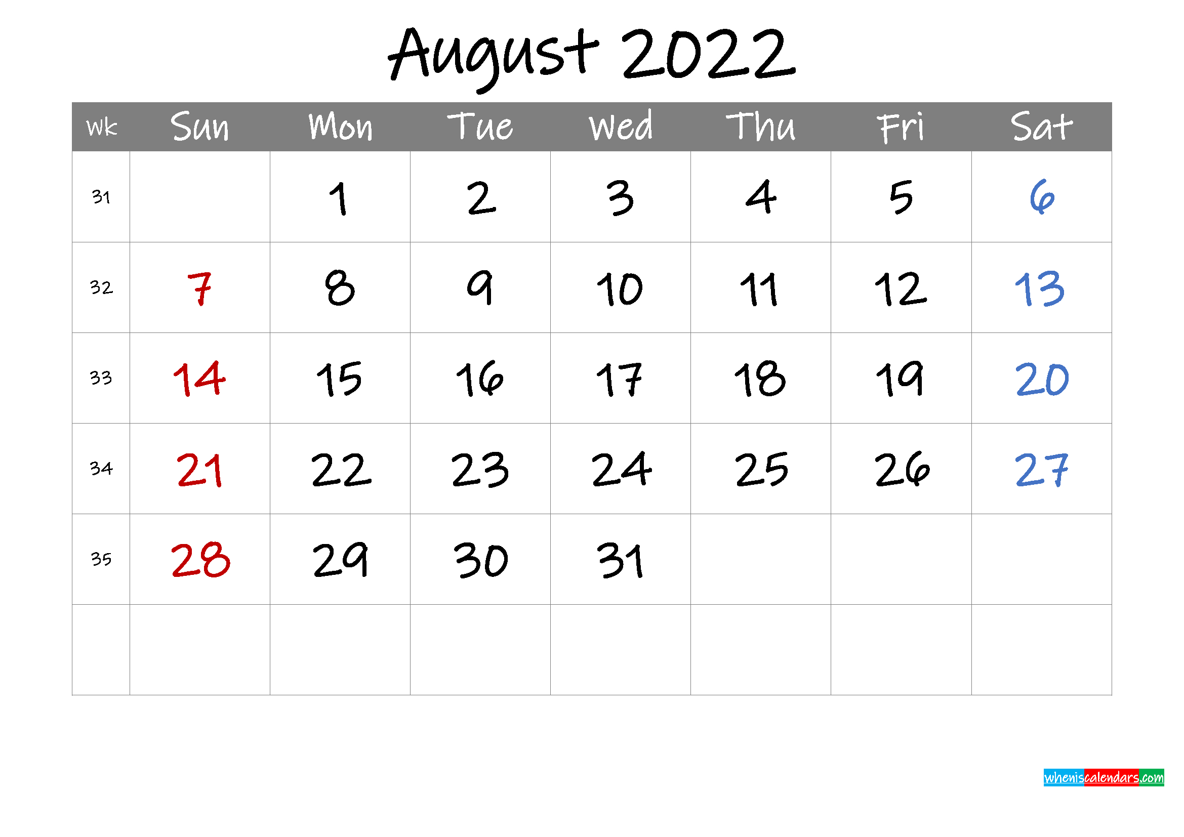 Pick August 2022 Calendar Image