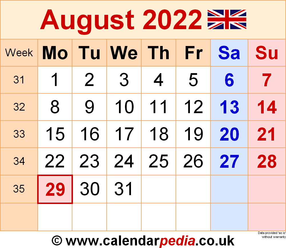 Pick August 2022 Calendar Page