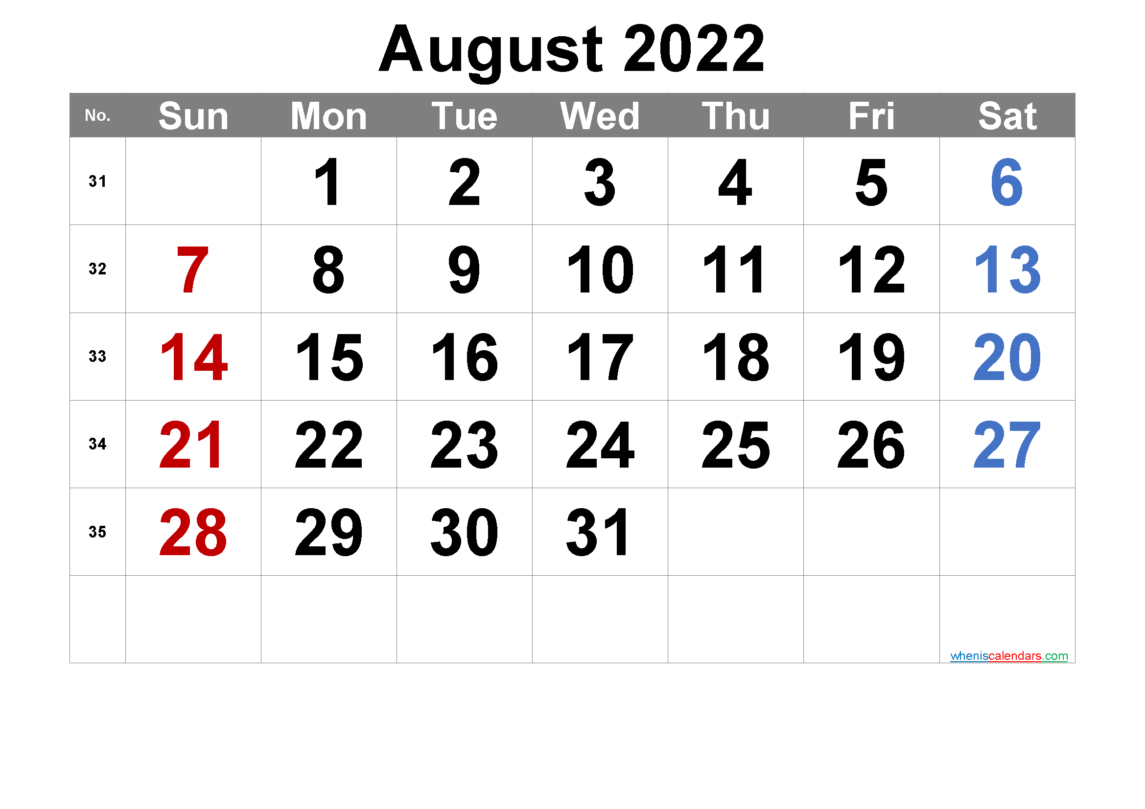 Pick August 2022 Holiday Calendar