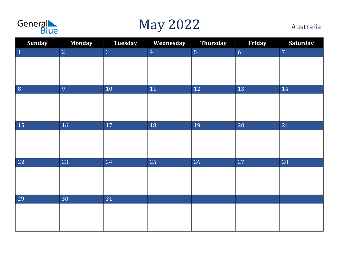 Pick Blank Calendar May 2022