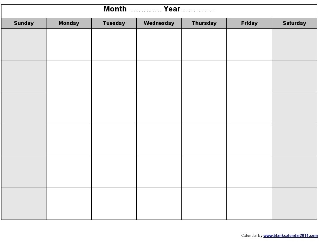 Pick Blank Month Calendar Printable