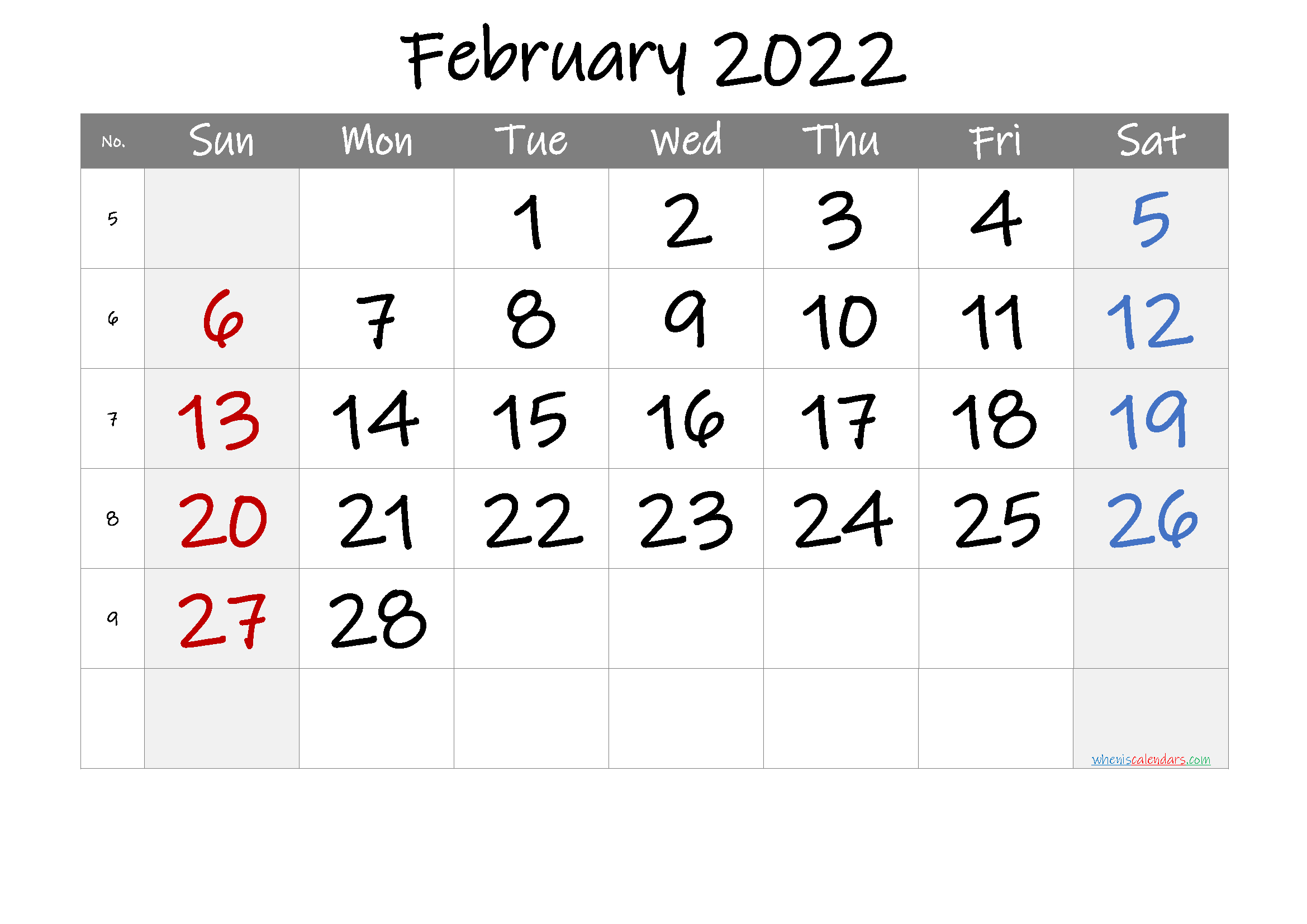 Pick Calendar 2022 February Month