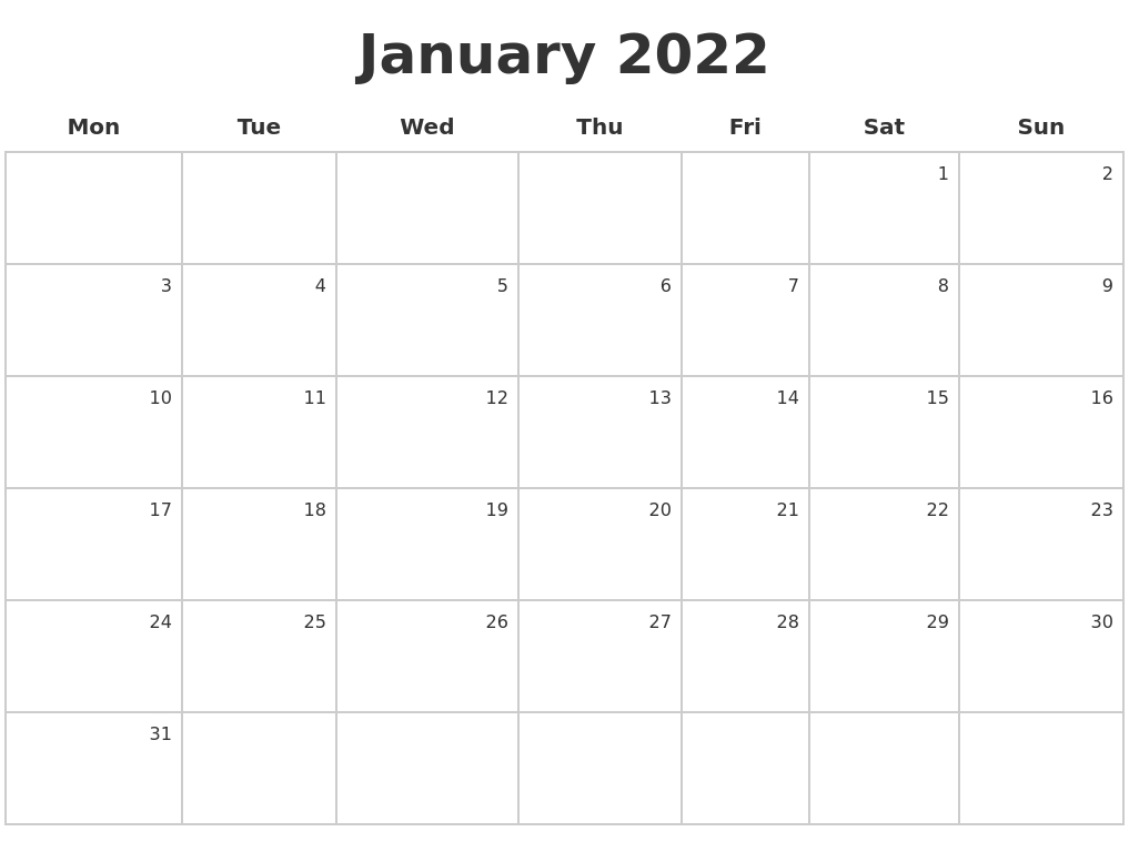 Pick Calendar 2022 January With Holidays