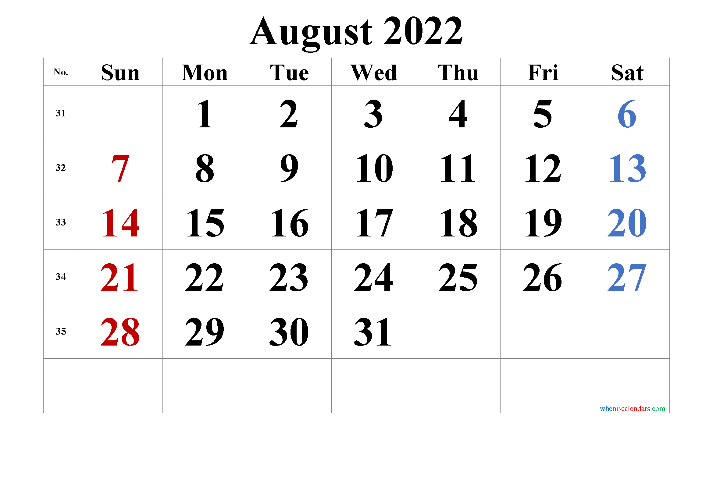 Calendar August 2022 Printable Best Calendar Example