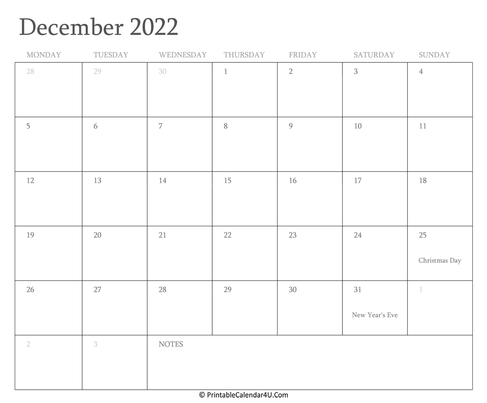 Pick Calendar December And January 2022