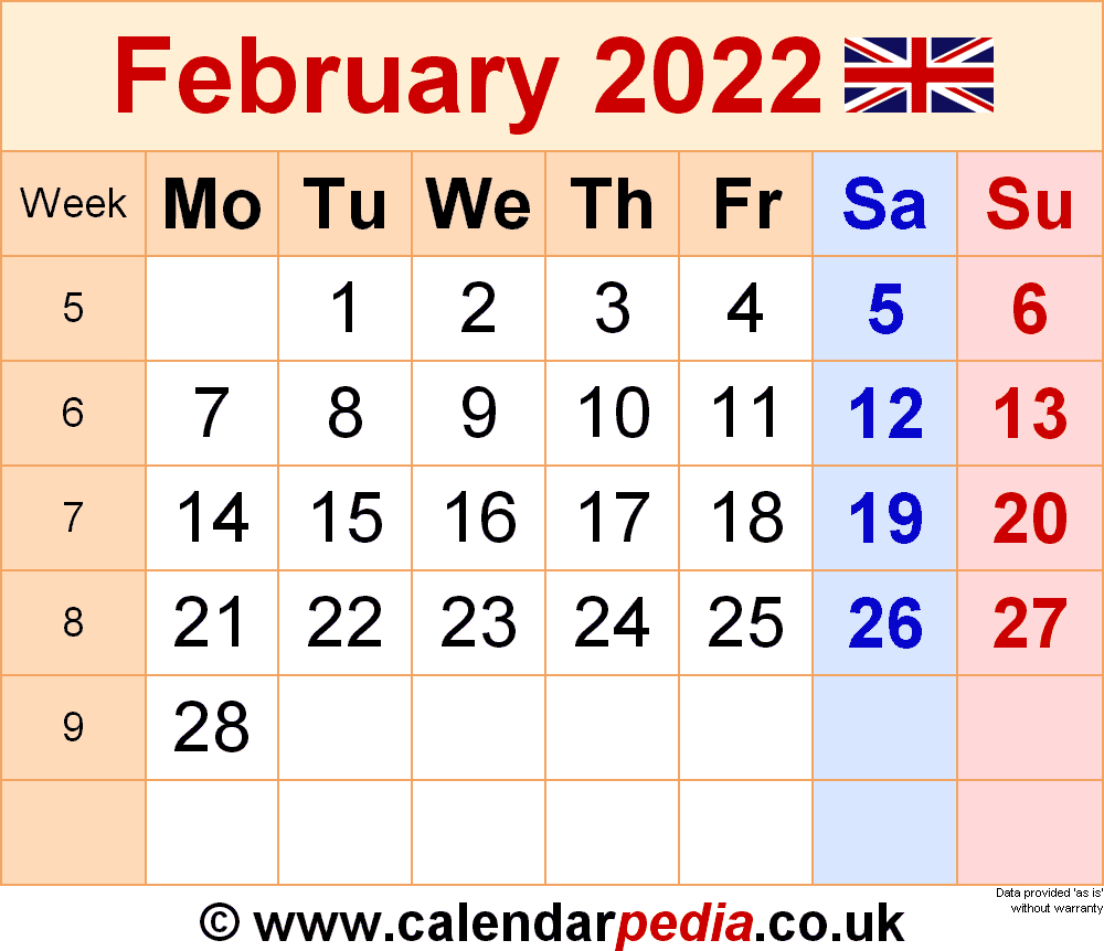 Pick Calendar February 2022 Printable