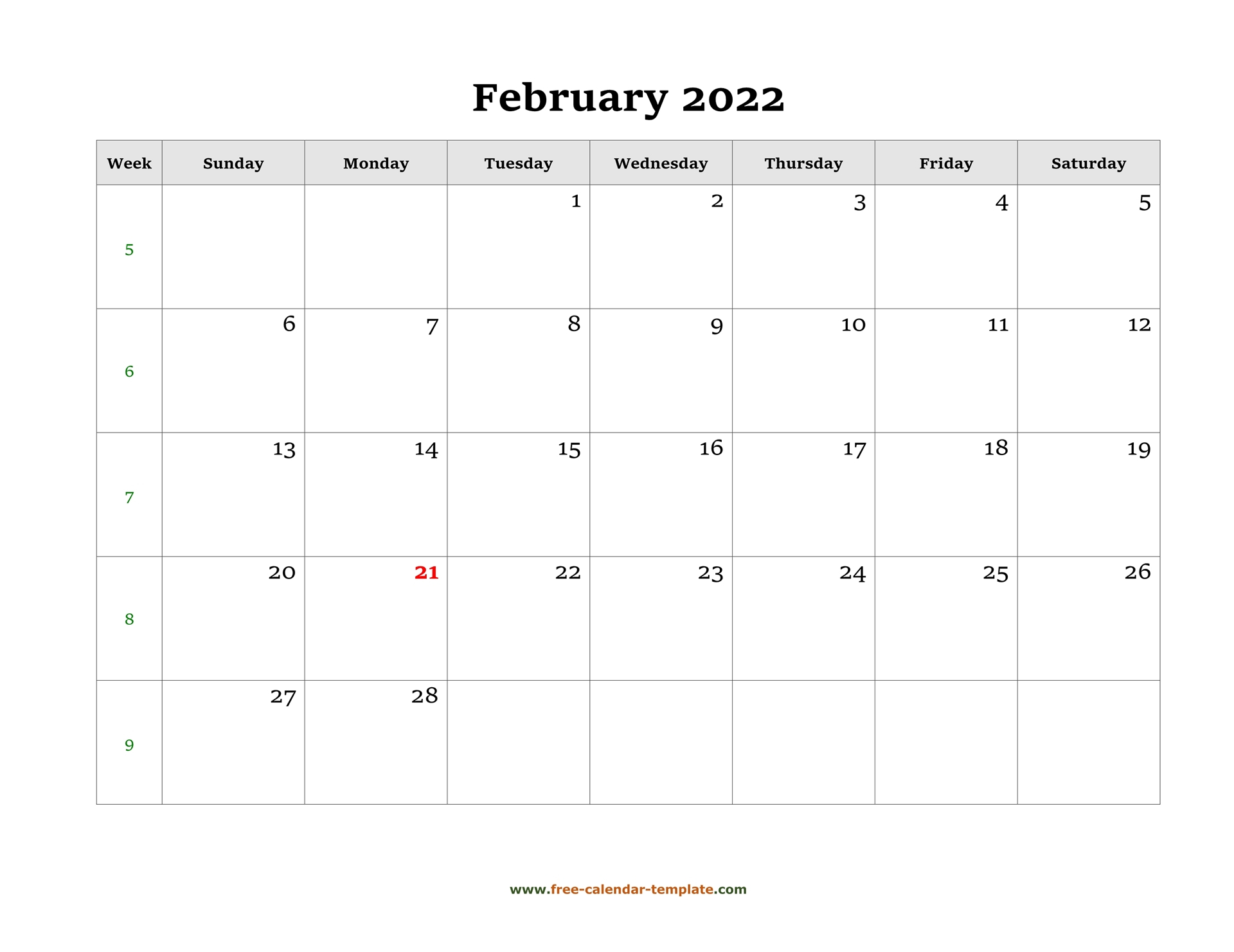 Pick Calendar February 2022 With Holidays