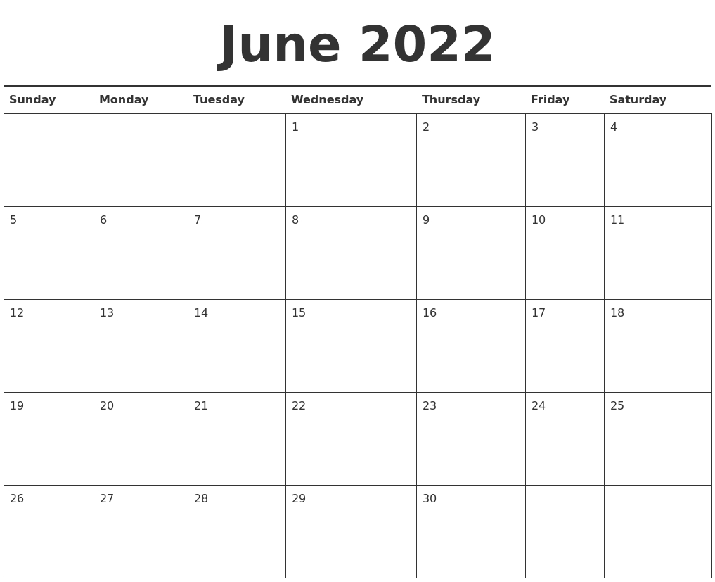 Pick Calendar For 2022 June