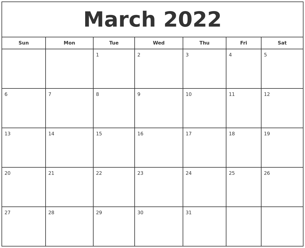 Pick Calendar For 2022 March
