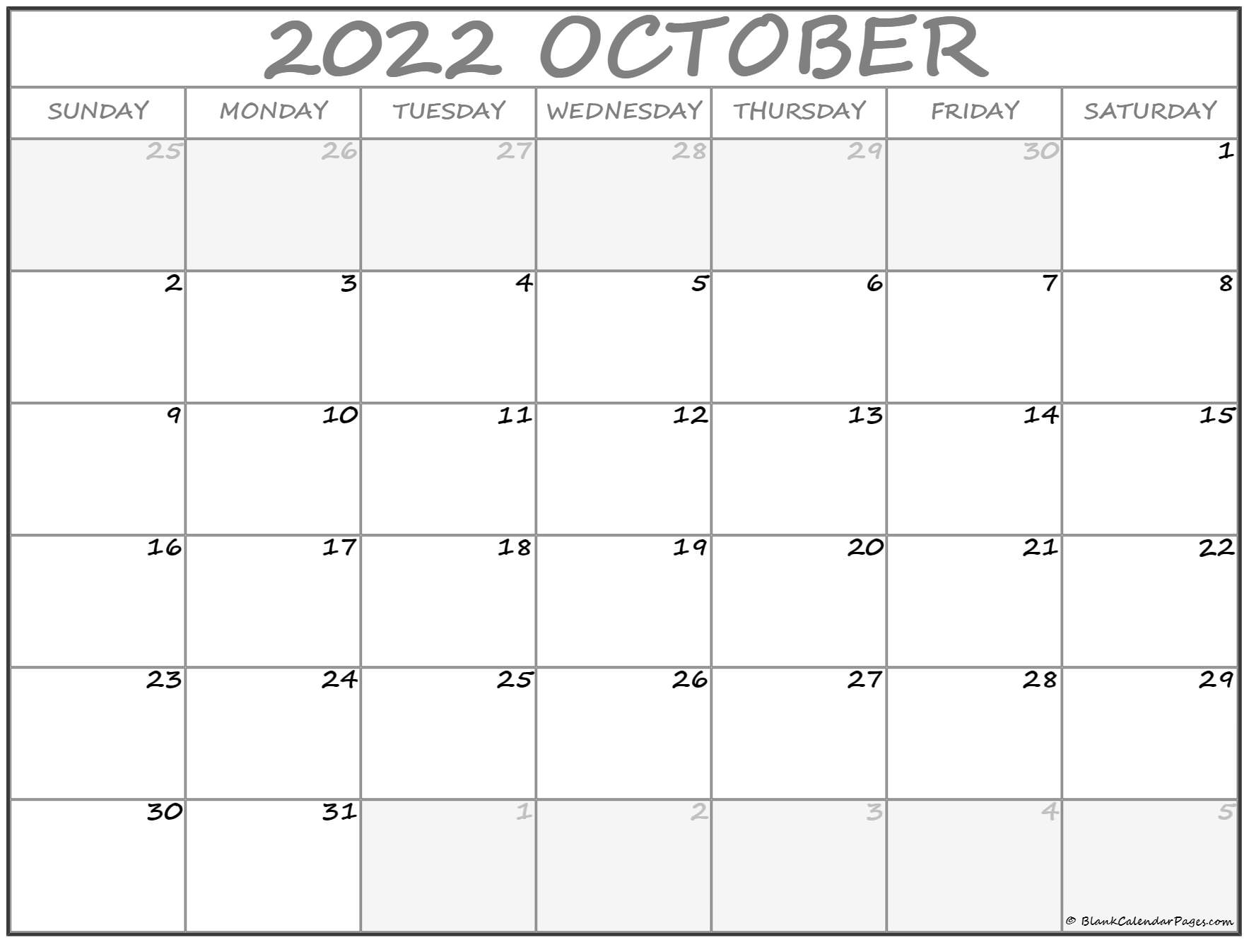 Pick Calendar For 2022 October
