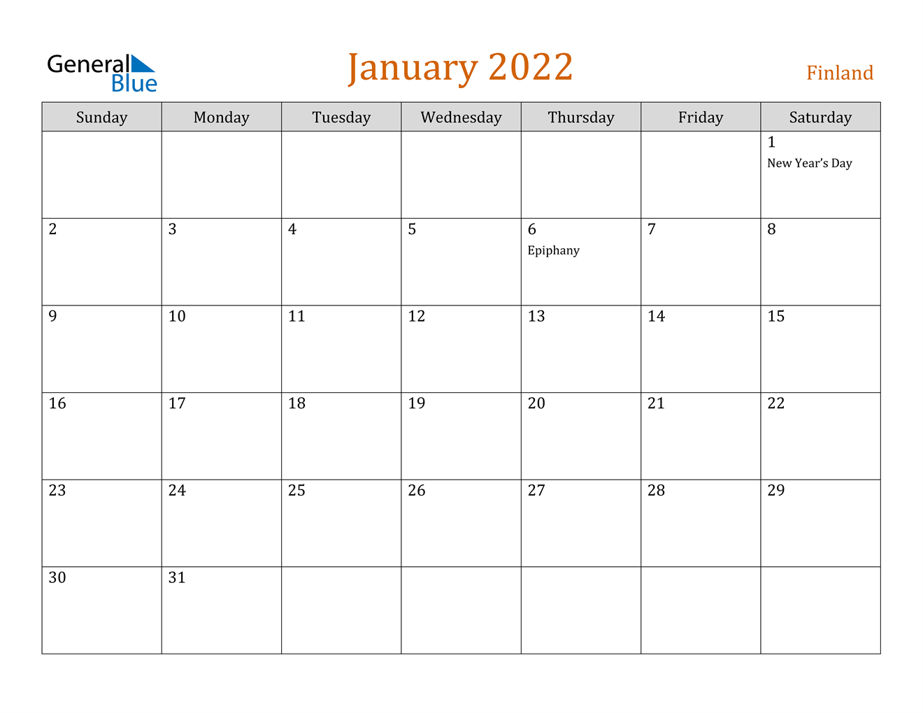 Pick Calendar January 2022 Free Printable