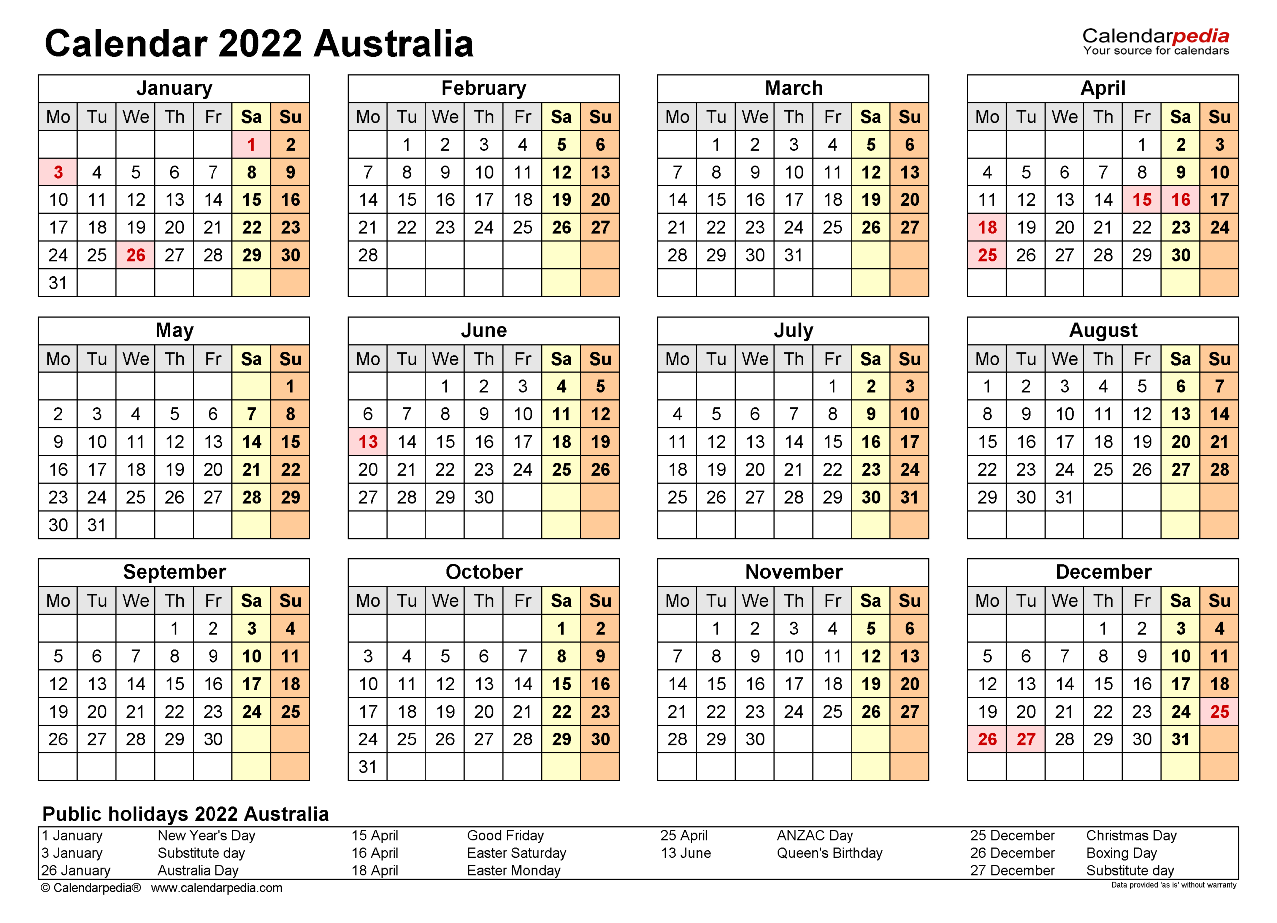 Pick Calendar July 2022 Australia