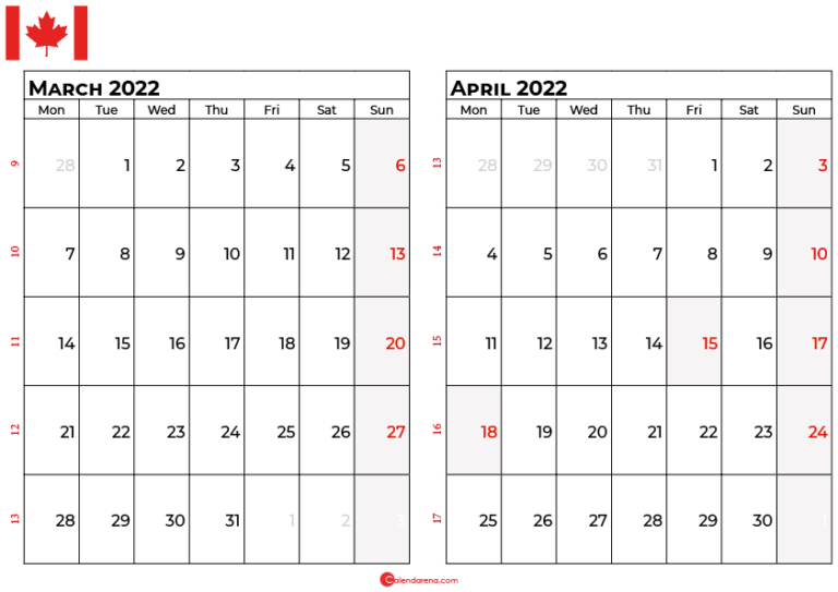 Pick Calendar May 2022 Canada