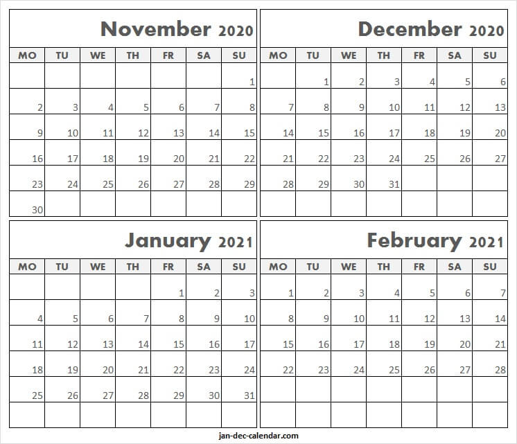 Pick Calendar November December January 2022