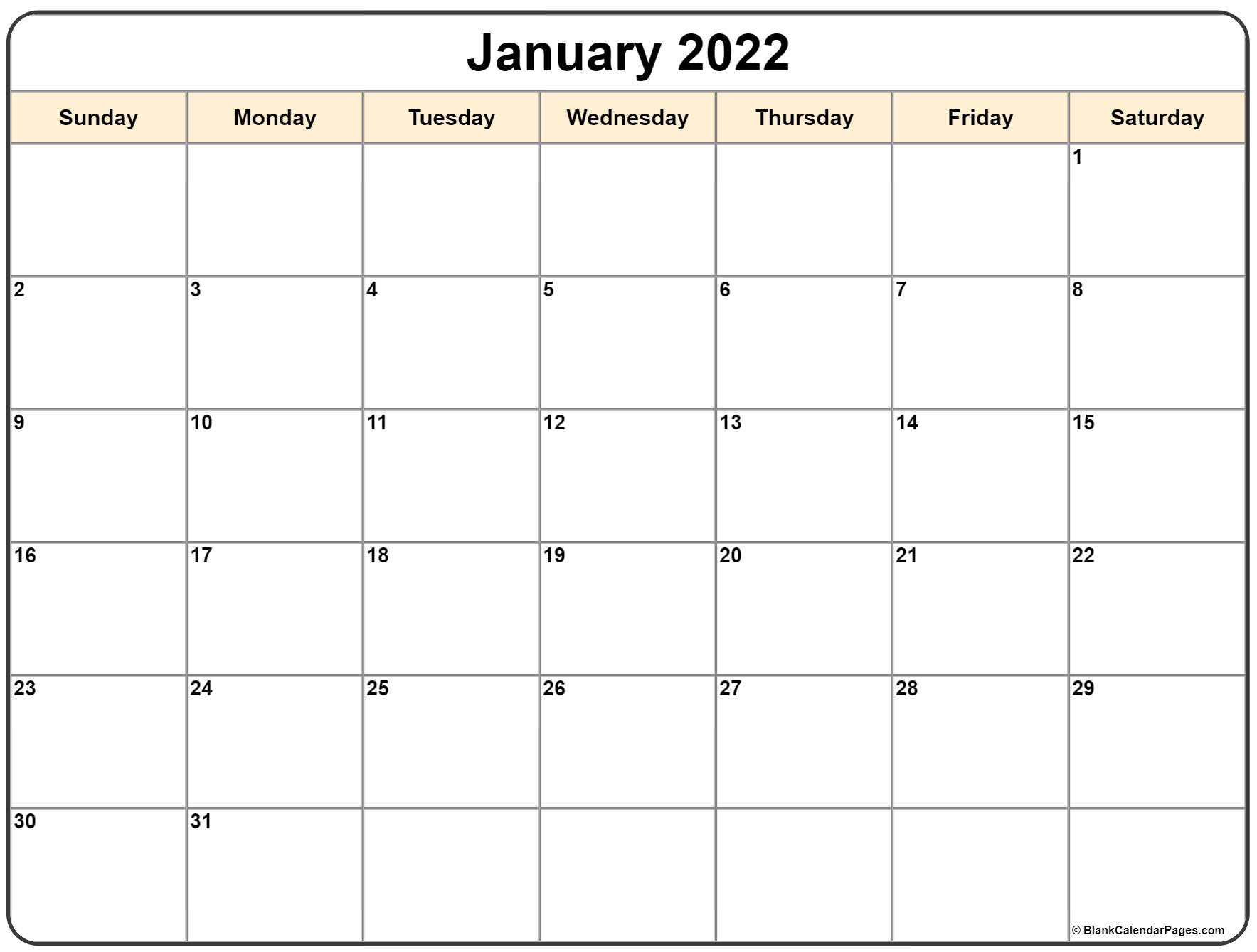 Pick Calendar Of 2022 January