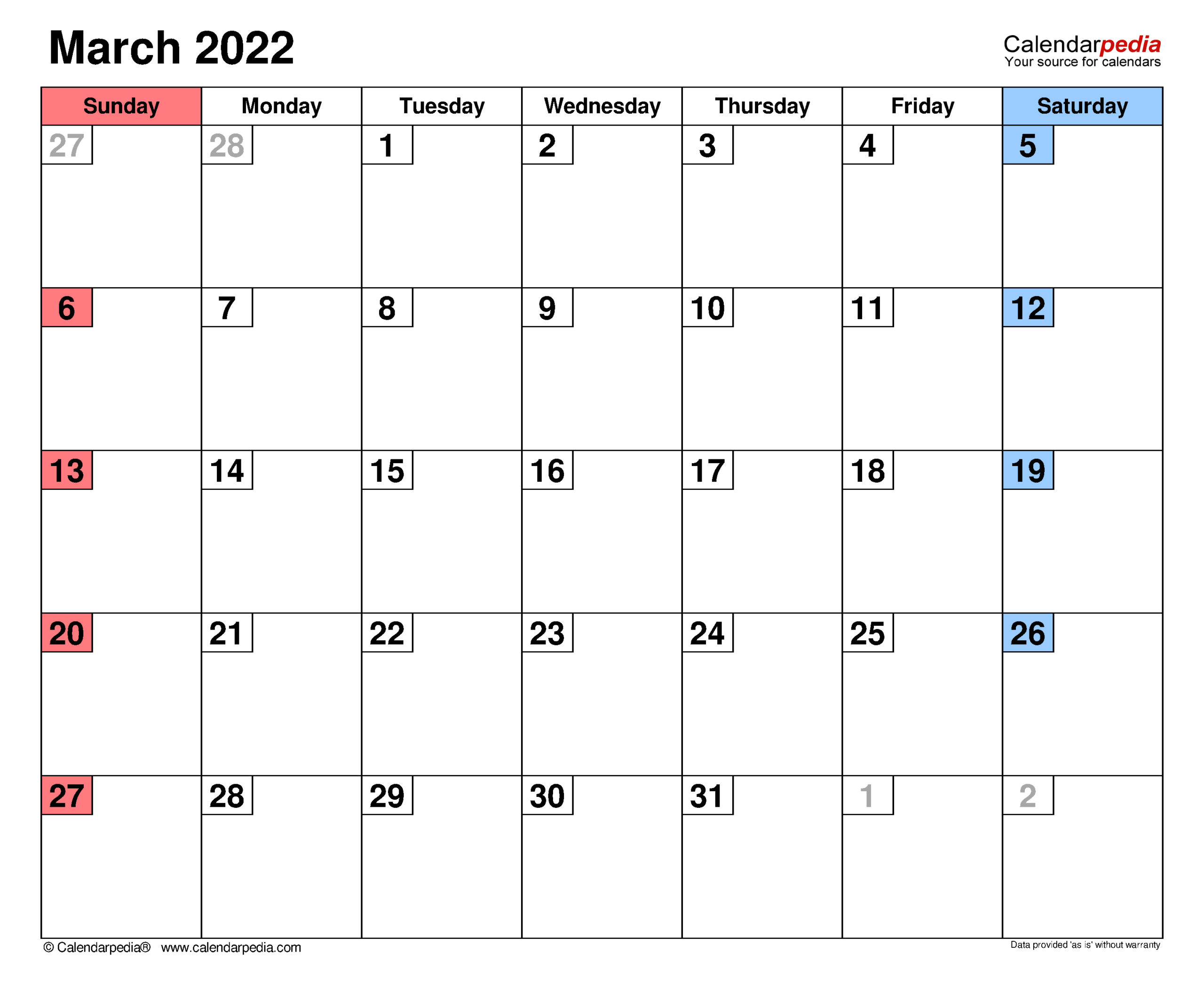 Pick Calendar On March 2022