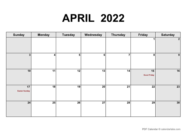 Pick Calendar Page For April 2022