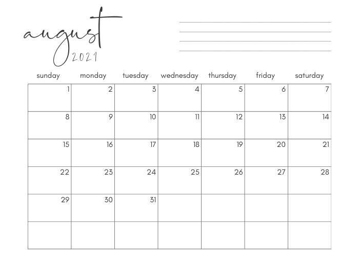 Pick Calendar Page For August 2022