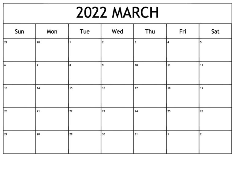 Pick Daily Calendar 2022 March