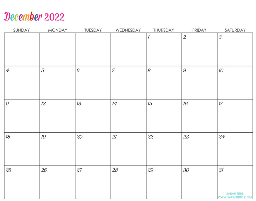 Pick December 2022 Calendar With Holidays Printable